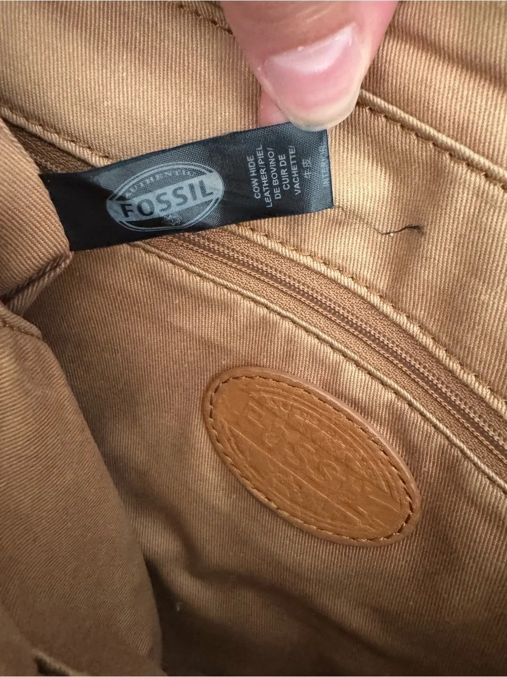 Fossil Two-Tone Brown & Tan Leather Crossbody Bag